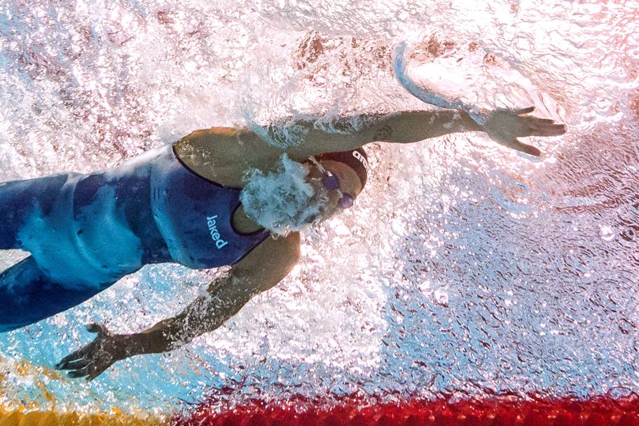 Campionati mondiali di nuoto a Kazan. 5 agosto 2015 (giorno del suo compleanno) Federica Pellegrini vince la medaglia d&#39;oro nei 200 metri stile libero (Afp)